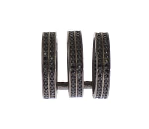 Nialaya Black CZ Rhodium 925 Silver Ring