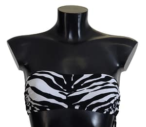 Dolce & Gabbana Black White Zebra Bandeau Swimwear Bikini Top