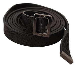 Costume National Black Leather Metal Buckle Waist Belt