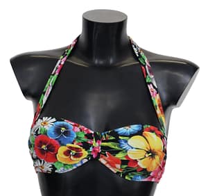 Dolce & Gabbana Multicolor Floral Print Swimwear Bikini Tops