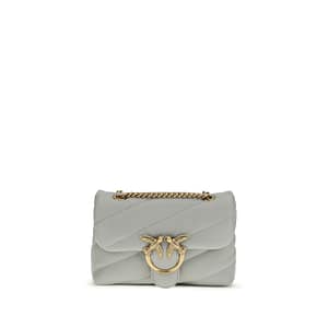 PINKO Gray Calf Leather Bos Taurus Shoulder Bag