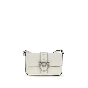 PINKO White Calf Leather Bos Taurus Shoulder Bag