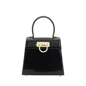 Ferragamo Black Calf Leather Bos Taurus Handbag