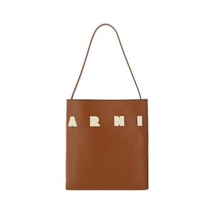 Marni Brown Calf Leather Bos Taurus Shoulder Bag