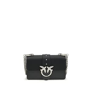 PINKO Black Goatskin Shoulder Bag