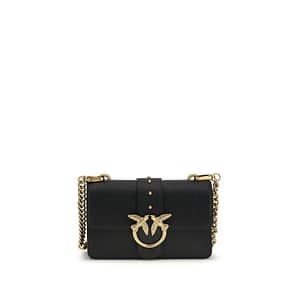 PINKO Black Goatskin Shoulder Bag