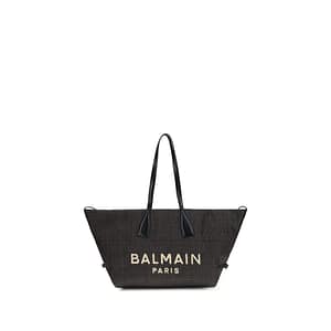 Balmain Black Raffia Shoulder Bag