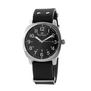 Folli Follie Black Leather Dress Watch