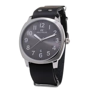 Folli Follie Black Leather Dress Watch
