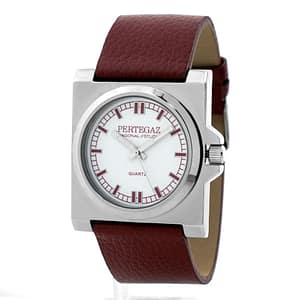 PERTEGAZ Bordeaux Leather Dress Watch