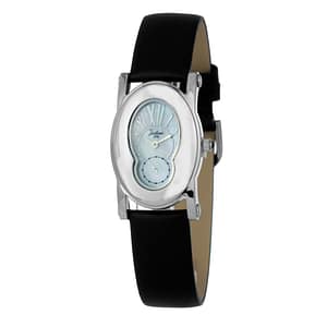 JUSTINA Black Leather Dress Watch