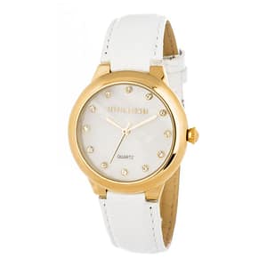 DEVOTA & LOMBA White Leather Dress Watch