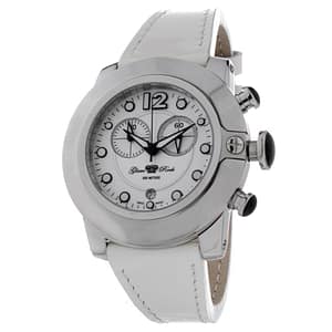 GLAM ROCK White Leather Dress Watch