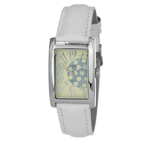 JUSTINA White Leather Dress Watch