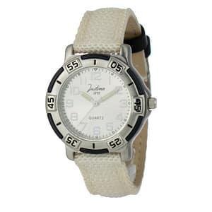 JUSTINA Beige Leather Dress Watch