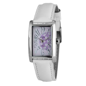 JUSTINA White Leather Dress Watch