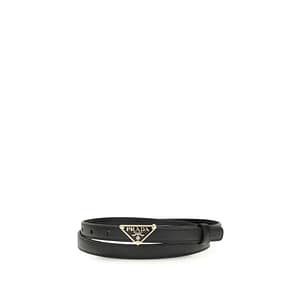 Prada Black Calf Leather Bos Taurus Regular Belt