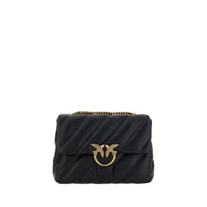 PINKO Black Calf Leather Bos Taurus Shoulder Bag