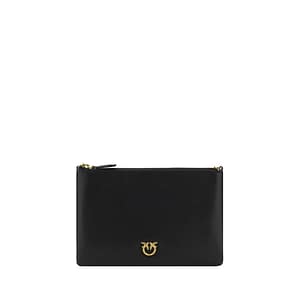 PINKO Black Calf Leather Bos Taurus Shoulder Bag