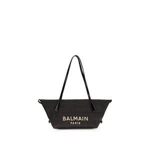 Balmain Black Raffia Shoulder Bag