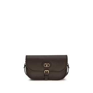 Valentino Garavani Brown Calf Leather Bos Taurus Shoulder Bag