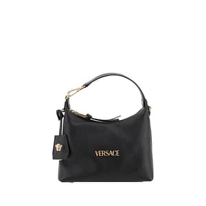 Versace Black Calf Leather Bos Taurus Handbag