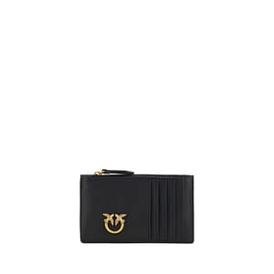 PINKO Black Calf Leather Bos Taurus Wallet