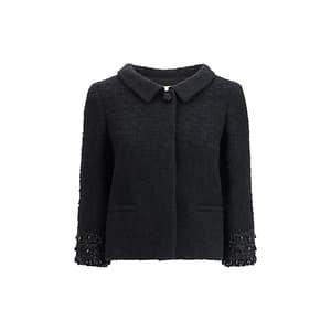 Valentino Black Fleece Wool Coat