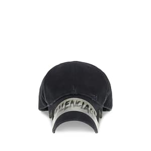 Balenciaga Black Cotton Cap (Baseball Hat)