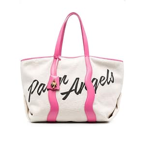 Palm Angels White Canvas Tote Bag