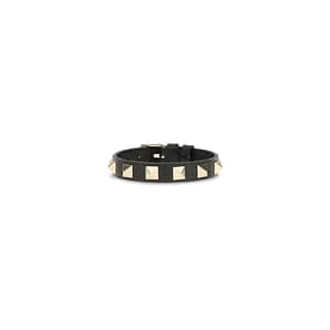 Valentino Garavani Black Calf Leather Bos Taurus Bracelet