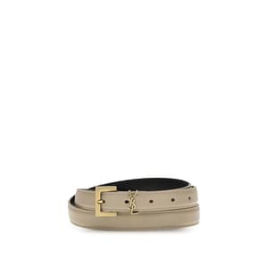 Saint Laurent Beige Calf Leather Bos Taurus Thin Belt