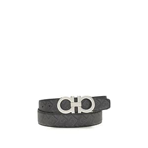 Ferragamo Black Calf Leather Bos Taurus Regular Belt