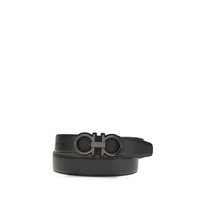 Ferragamo Black Calf Leather Bos Taurus Regular Belt