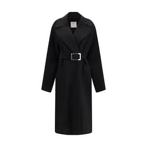 Max Mara Black Fleece Wool Coat