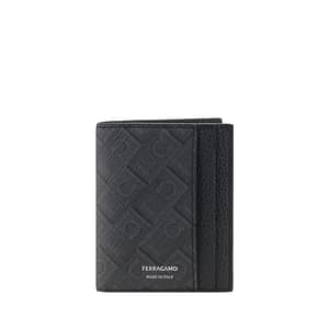 Ferragamo Black Calf Leather Bos Taurus Wallet