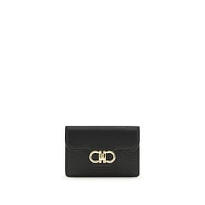 Ferragamo Black Calf Leather Bos Taurus Wallet