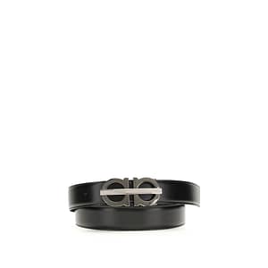 Ferragamo Black Calf Leather Bos Taurus Regular Belt