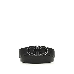Ferragamo Black Calf Leather Bos Taurus Regular Belt