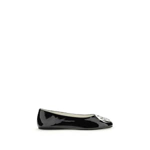 Tory Burch Black Calf Leather Bos Taurus Ballet Flats