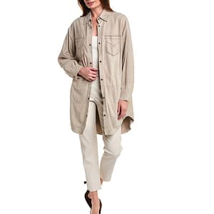 Brunello Cucinelli Beige Leather Jacket