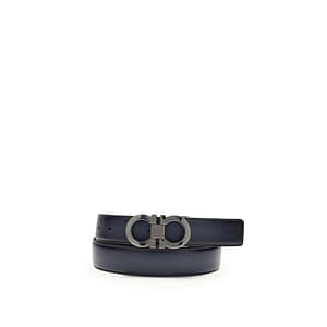 Ferragamo Black Calf Leather Bos Taurus Regular Belt