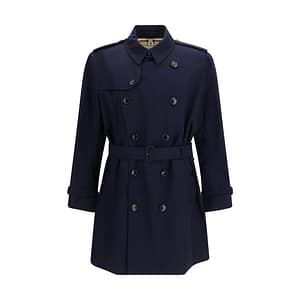 Burberry Blue Cotton Trench Coat