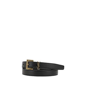 Saint Laurent Black Calf Leather Bos Taurus Regular Belt
