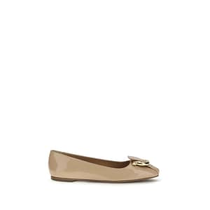 Ferragamo Beige Calf Leather Bos Taurus Ballet Flats