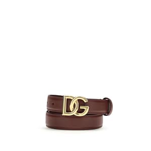 Dolce & Gabbana Bordeaux Calf Leather Bos Taurus Regular Belt