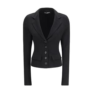 Dolce & Gabbana Black Fleece Wool Jackets And Coat