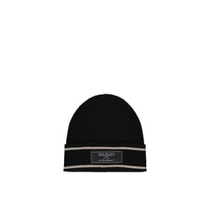 Balmain Black Merino Wool Beanie