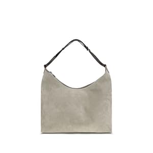 Brunello Cucinelli Gray Calf Leather Bos Taurus Shoulder Bag