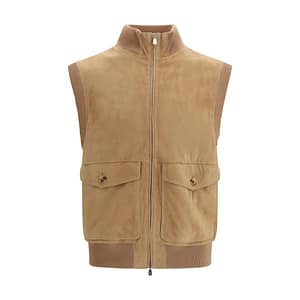 Brunello Cucinelli Beige Lamb Ovis Aries Aries Sleveless Jacket